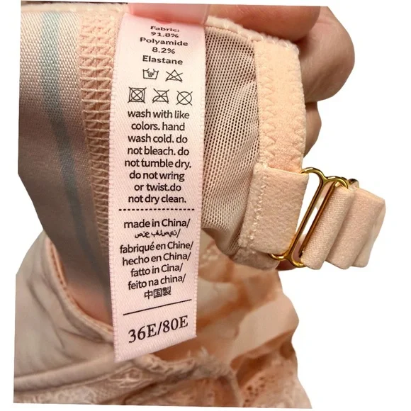 Luvlette Lace Underwire Bra 36E Nude Blush- Gold hardware-NWT - Picture 5 of 5